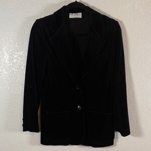 Vintage Butte Knit Black Velvet 2 Button Blazer Size Medium